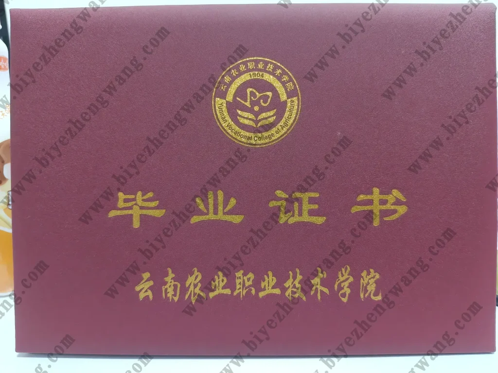 云南农业职业技术学院大专毕业证样本封面图片