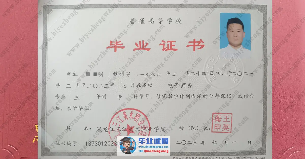 黑龙江三江美术职业学院毕业证样本-模板展示