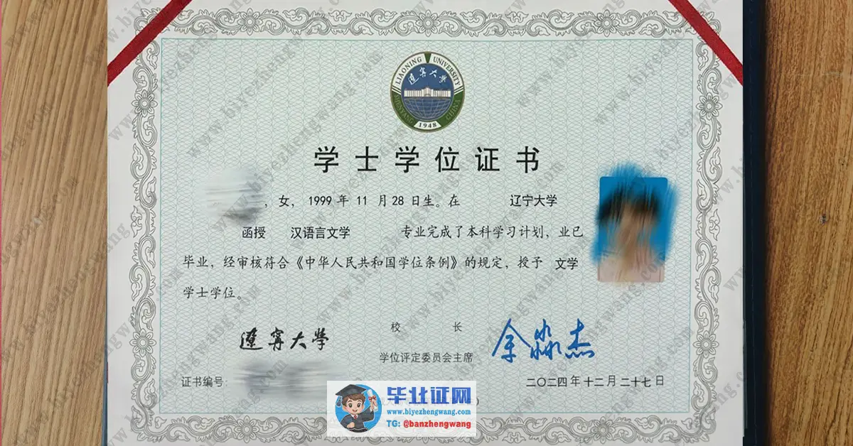 辽宁大学毕业证书学士学位证书样本-模板展示