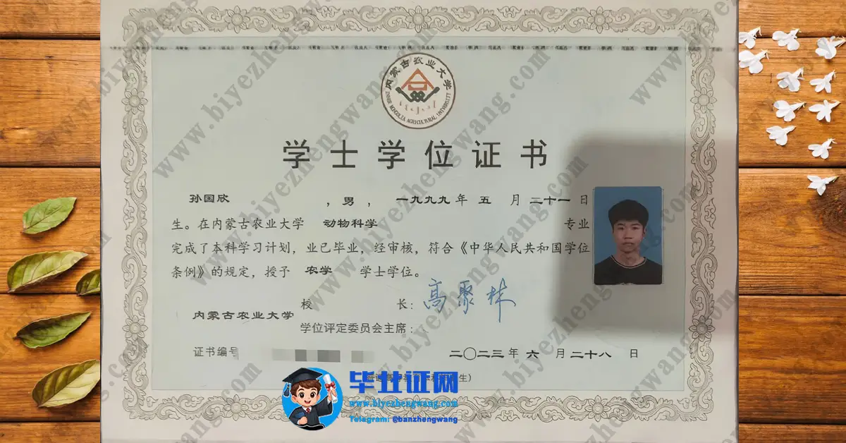 内蒙古农业大学学士学位毕业证样本