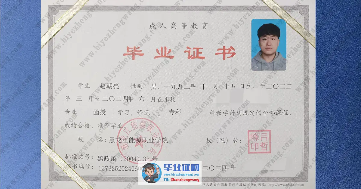 黑龙江能源职业学院毕业证样本-模板