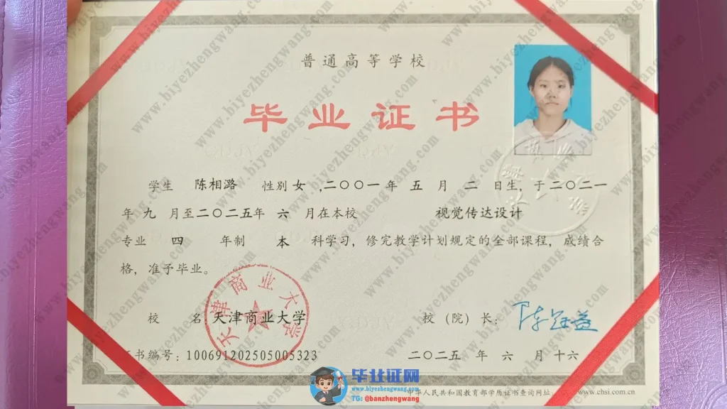 天津商业大学视觉传达专业本科毕业证模板