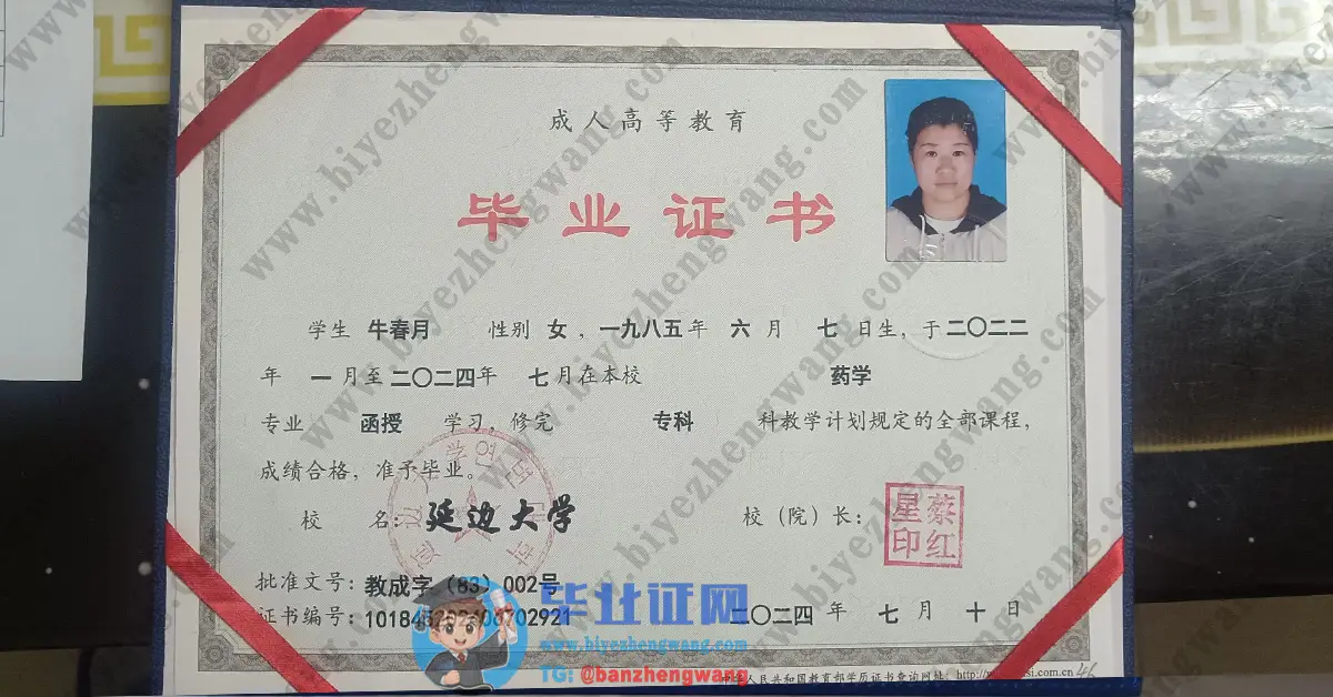 延边大学本科成人大专毕业证和学位证以及成绩单样本-专版模板