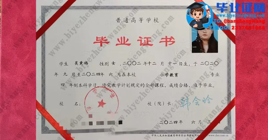 保定学院2024届小学教育专业四年制本科毕业证专版高清图