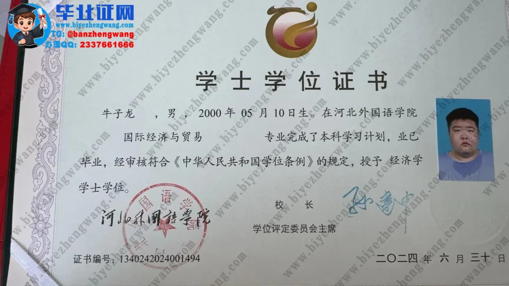 河北外国语学院2024届国际经济与贸易专业经济学学士学位证样本
