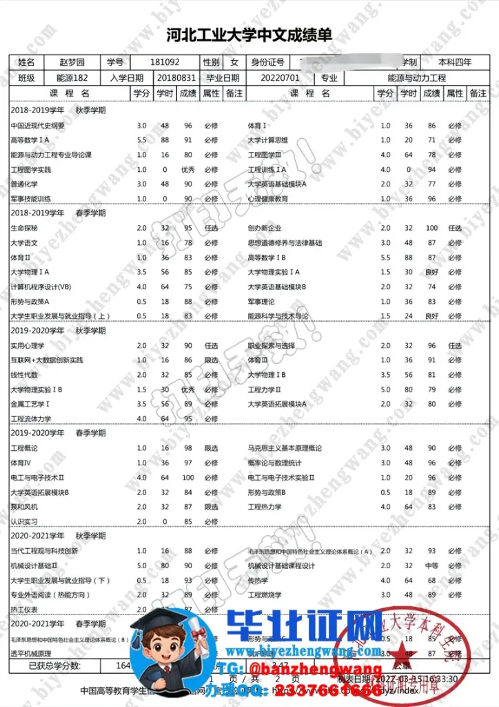 河北工业大学-成绩单