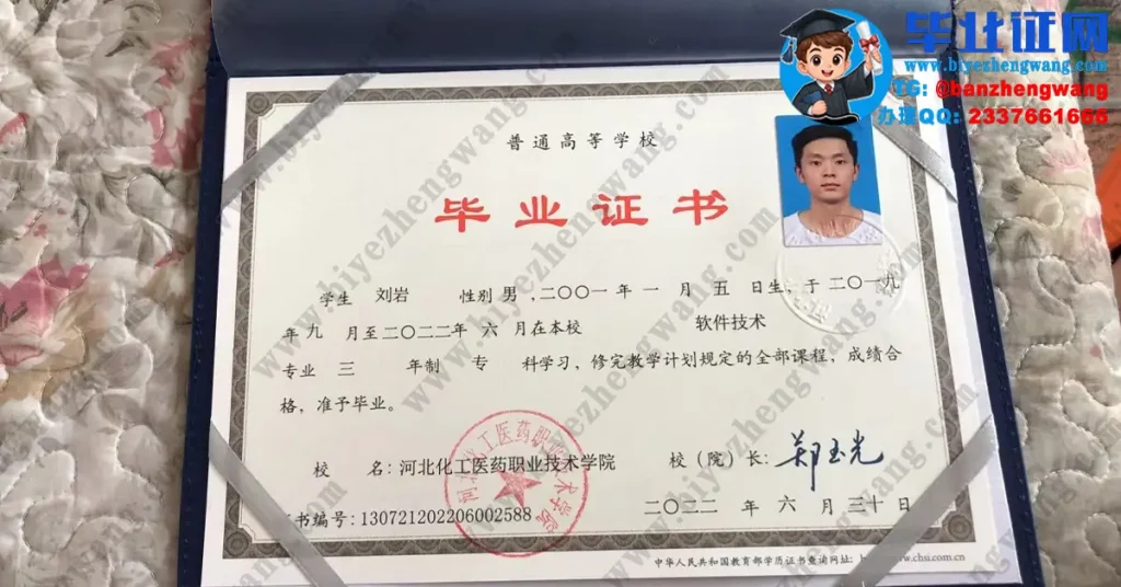 河北化工医药职业技术学院2022届软件技术专业专科毕业证定制高清模板图