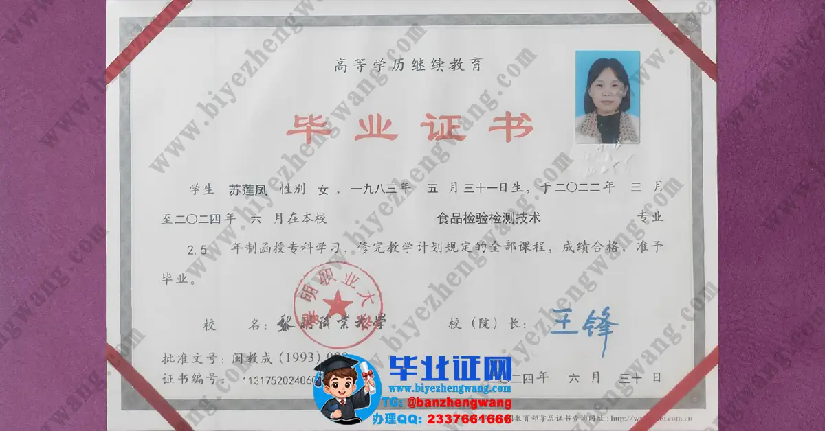 黎明职业大学专科毕业证高清模板样例