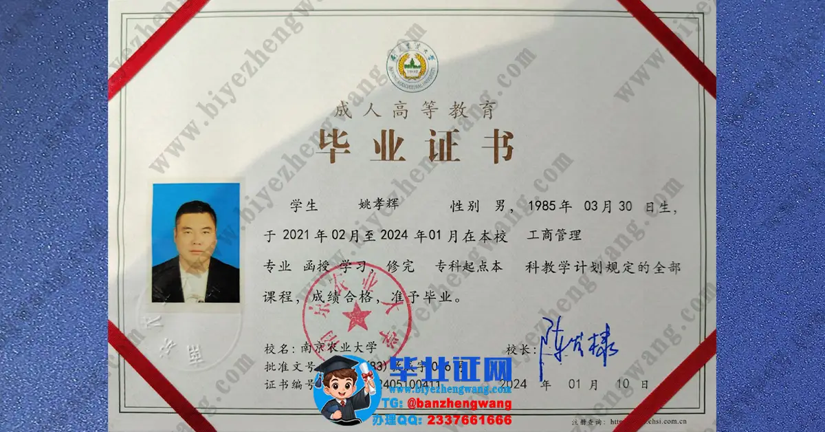 南京农业大学毕业证掉了怎么补办-本科/硕士毕业证及学位证样本图