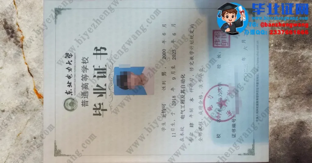 东北电力大学​2023届毕业证样本-电气工程及其自动化专业本科毕业证专版模板