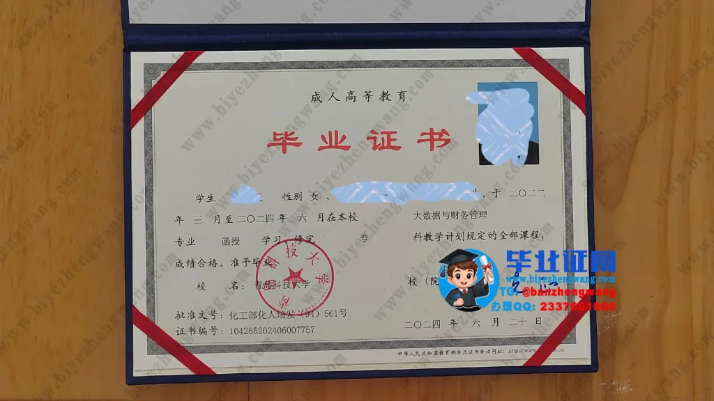 青岛科技大学毕业证样本-2024届大数据与财务管理专业函授专科毕业证模板