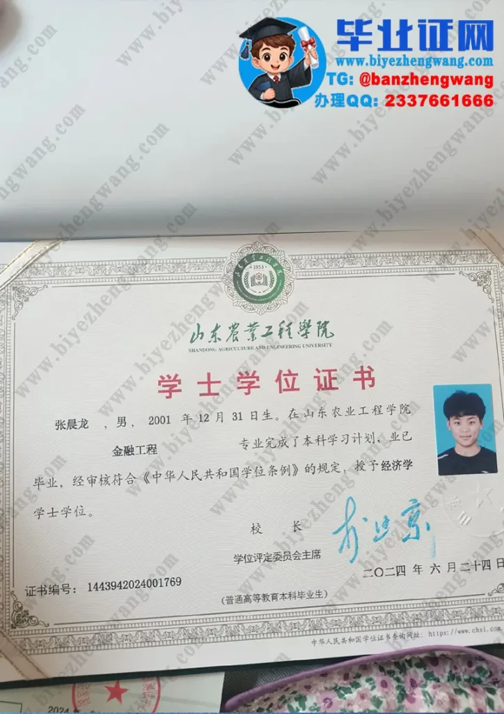 山东农业工程学院学士学位证样本-2024届金融工程专业经济学学士学位证专版模板定制设计
