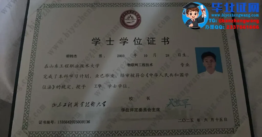 山东工程职业技术大学2025届物联网工程技术专业工学学士学位证专版高清样本