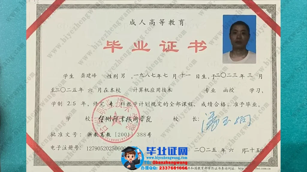 台州职业技术学院计算机应用技术专业毕业证样本