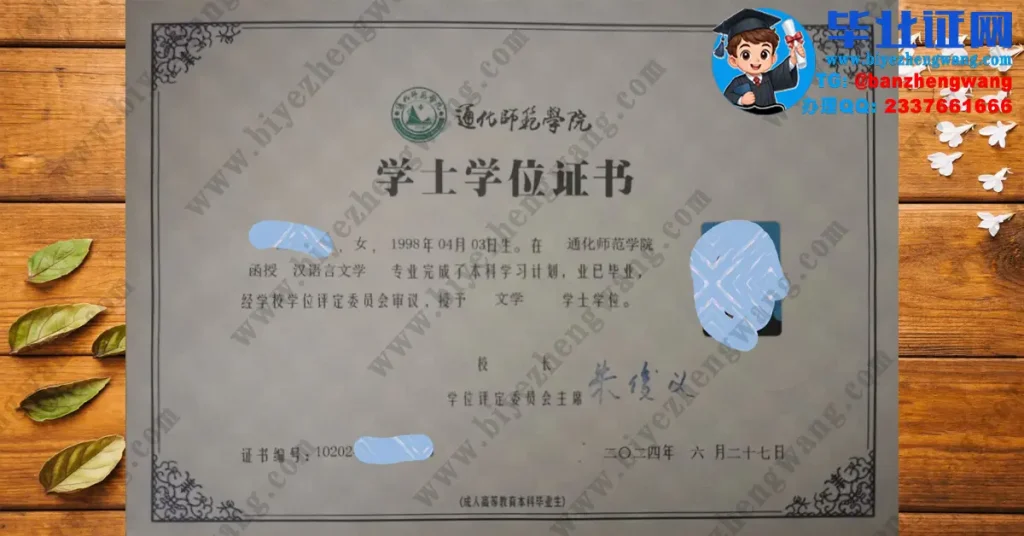 通化师范学院2024届汉语言文学专业文学学士学位证专版高清模板