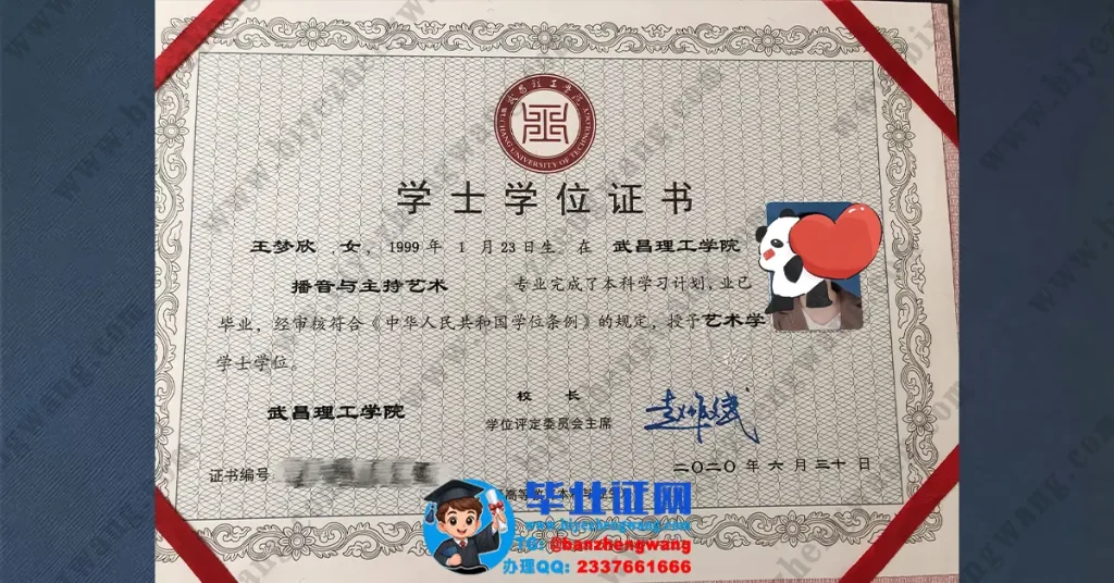 武昌理工学院2020届播音主持专业艺术学学士学位证模板图