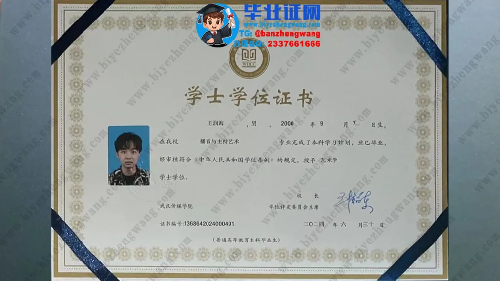 武汉传媒学院2024届播音与主持艺术专业艺术学学士学位证专版高清图