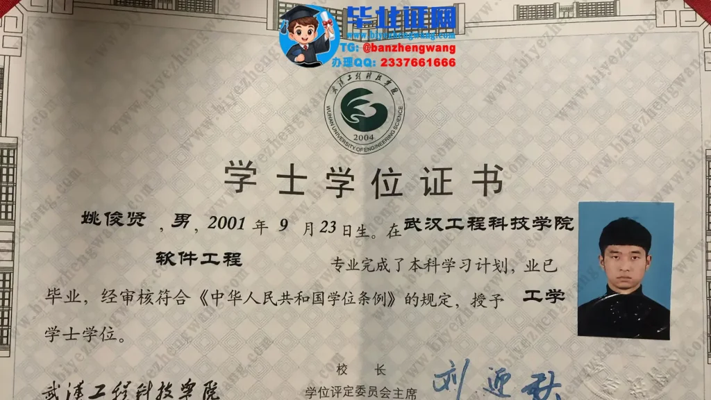 武汉工程科技学院软件工程专业工学学士学位证专版模板装展示
