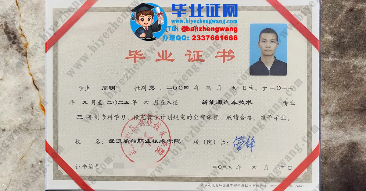 武汉船舶职业技术学院2025届最新版新能源汽车技术专业毕业证样本展示
