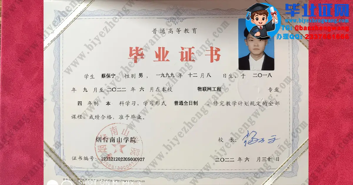 烟台南山学院2022-2023届本科毕业证/学位证/英语四级考试成绩报告单高清专版模板展示