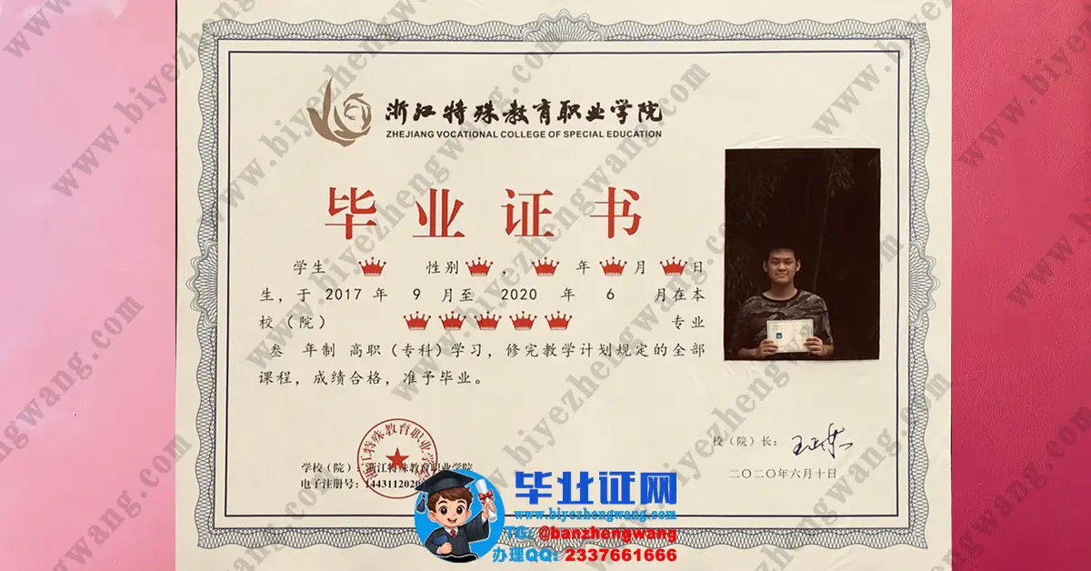 浙江特殊教育职业学院专版毕业证模板展示