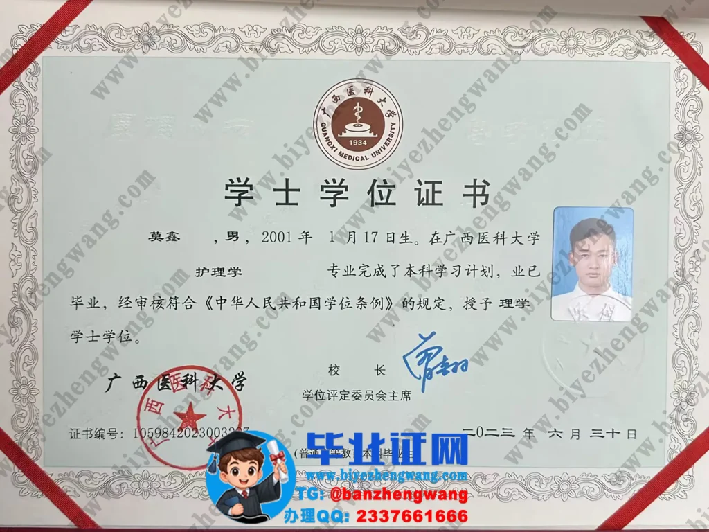 广西医科大学2023届护理学专业理学学士学位证样板图