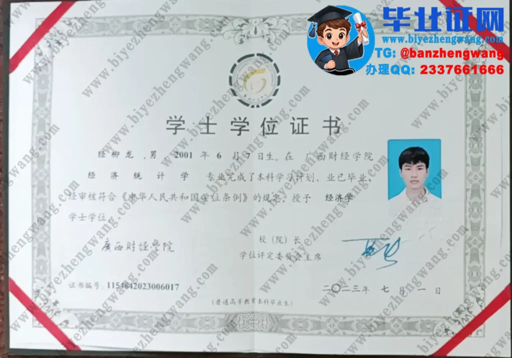 广西财经学院2023届经济统计学专业经济学学士学位证专版模板