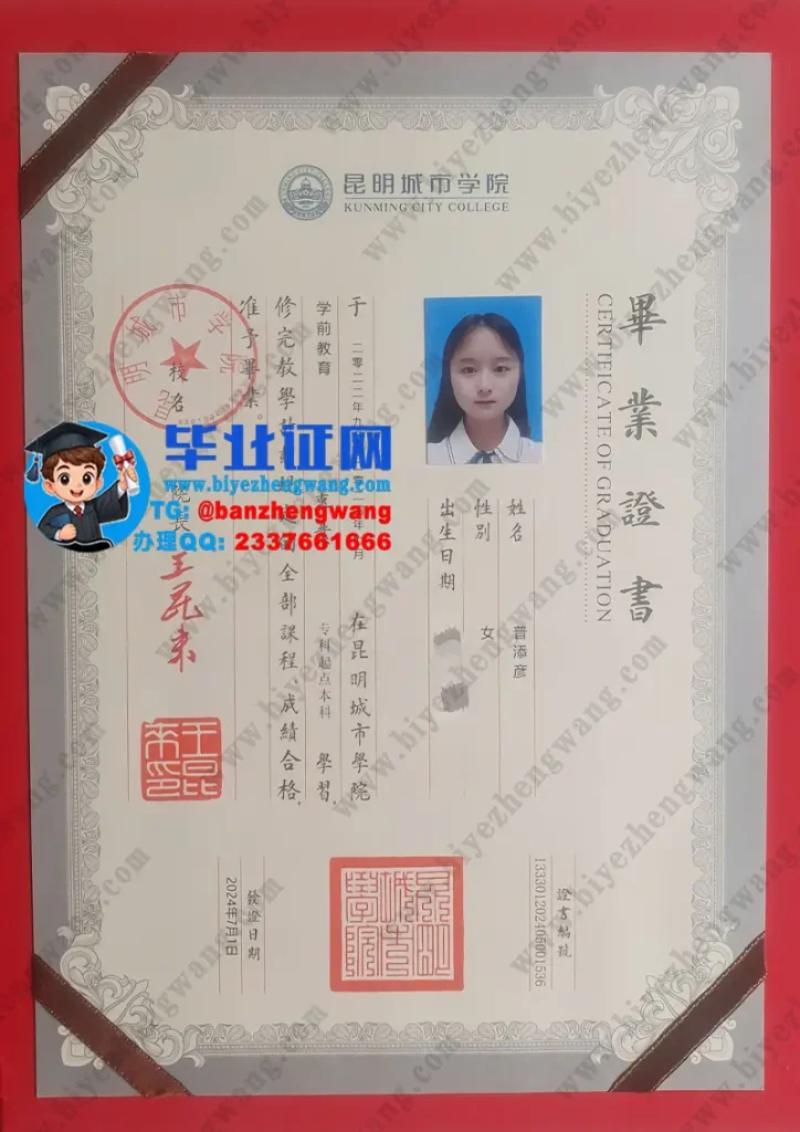 昆明城市学院2024届学前教育专业专科起点本科毕业证样本专版模板图