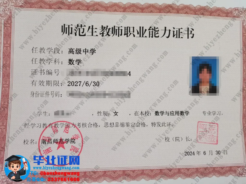 南昌师范学院师范生高级数学教师职业能力证书专版模板