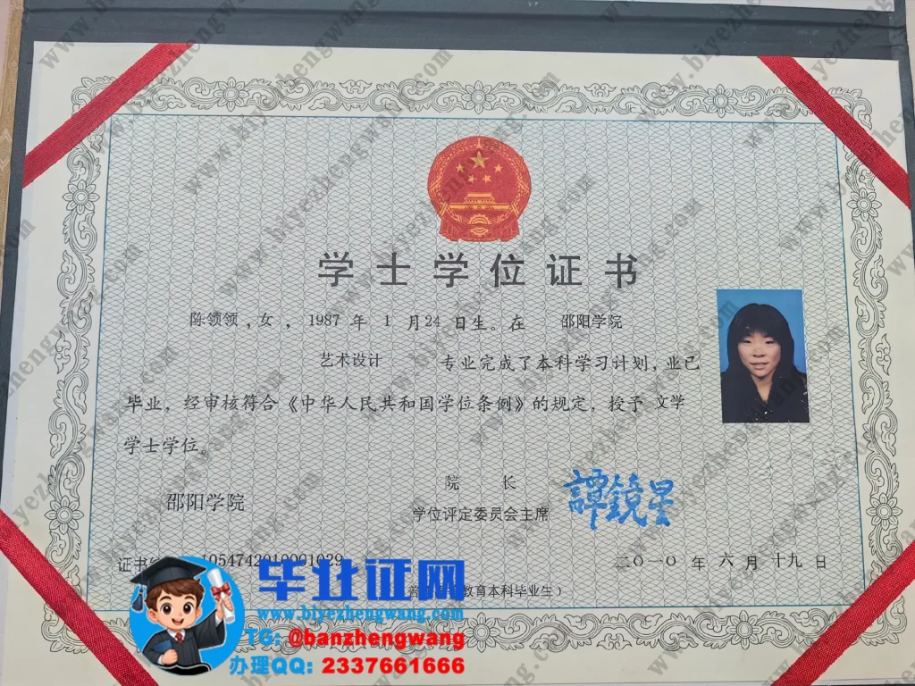 邵阳学院文学学士学位证样本-2010届艺术设计专业
