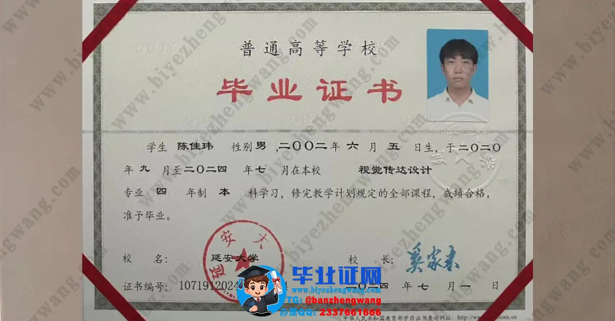 延安大学2024届视觉传达设计专业本科毕业证高清模板
