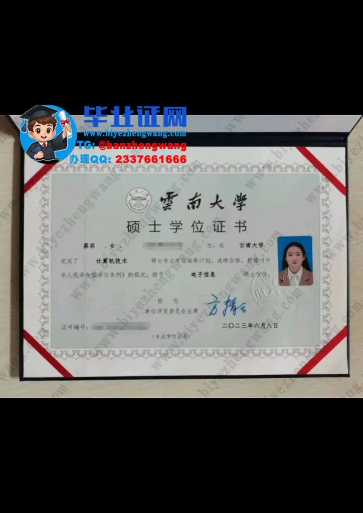 云南大学2023届计算机技术专业电子信息硕士学位证书高清专版样本图